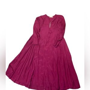 Annam 100% SIlk Women’s Pink Long Dress Size Small Long SLEEVE HANDMADE